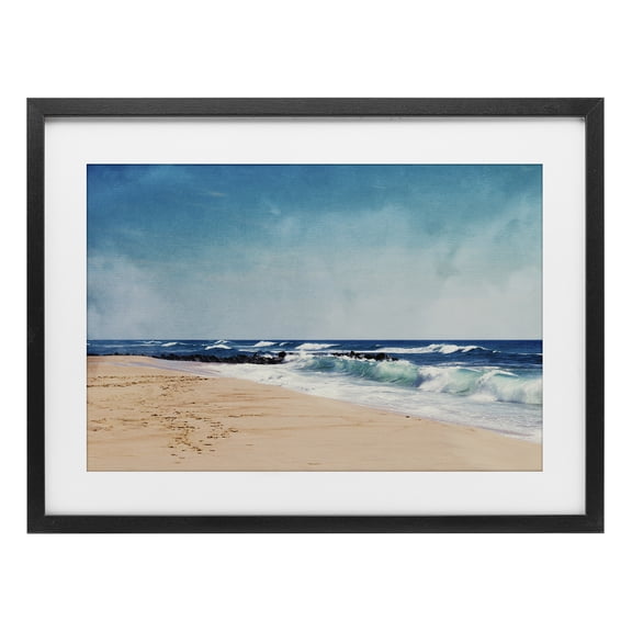 Stupell Industries Transitional Atlantic Waves Shoreline Black Framed Print Under Glass, 20 x 14, by Dirk Wüstenhagen