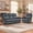 Greenish Gray, variant on Ebello Manual Recliner Loveseat Sofa, 2-Seater Vintage Rivet Design Reclining Couch with Center Console, Hidden Storage & Cup Holders for Living Room, Light Brown