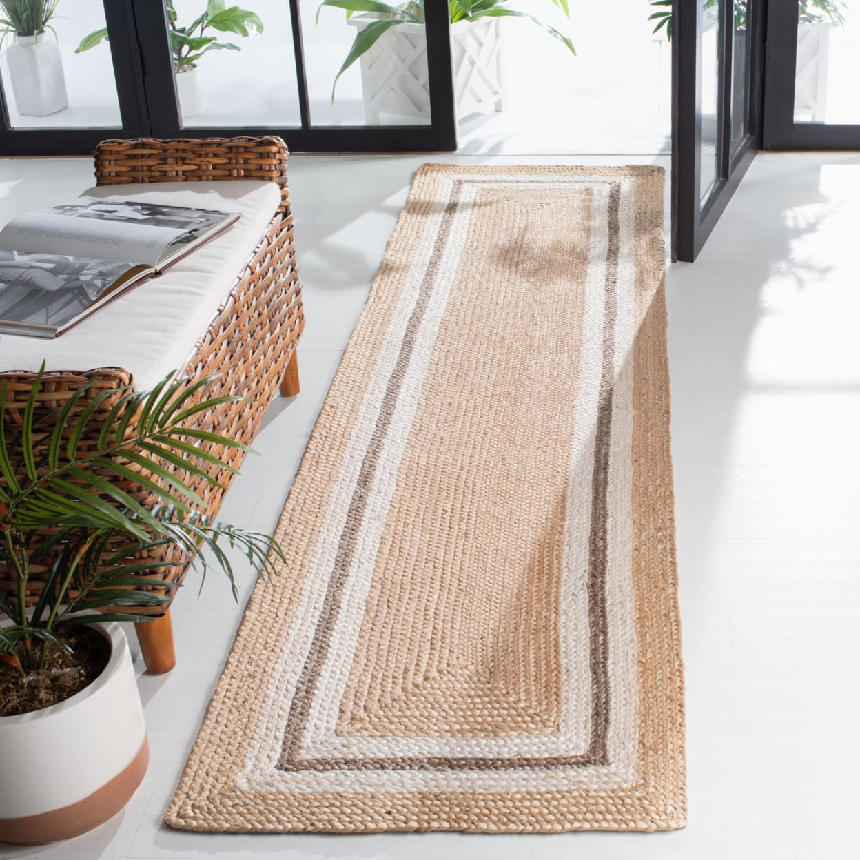 SAFAVIEH Natural Fiber Asia Geometric Area Rug, Natural/Ivory, 5' x 8'