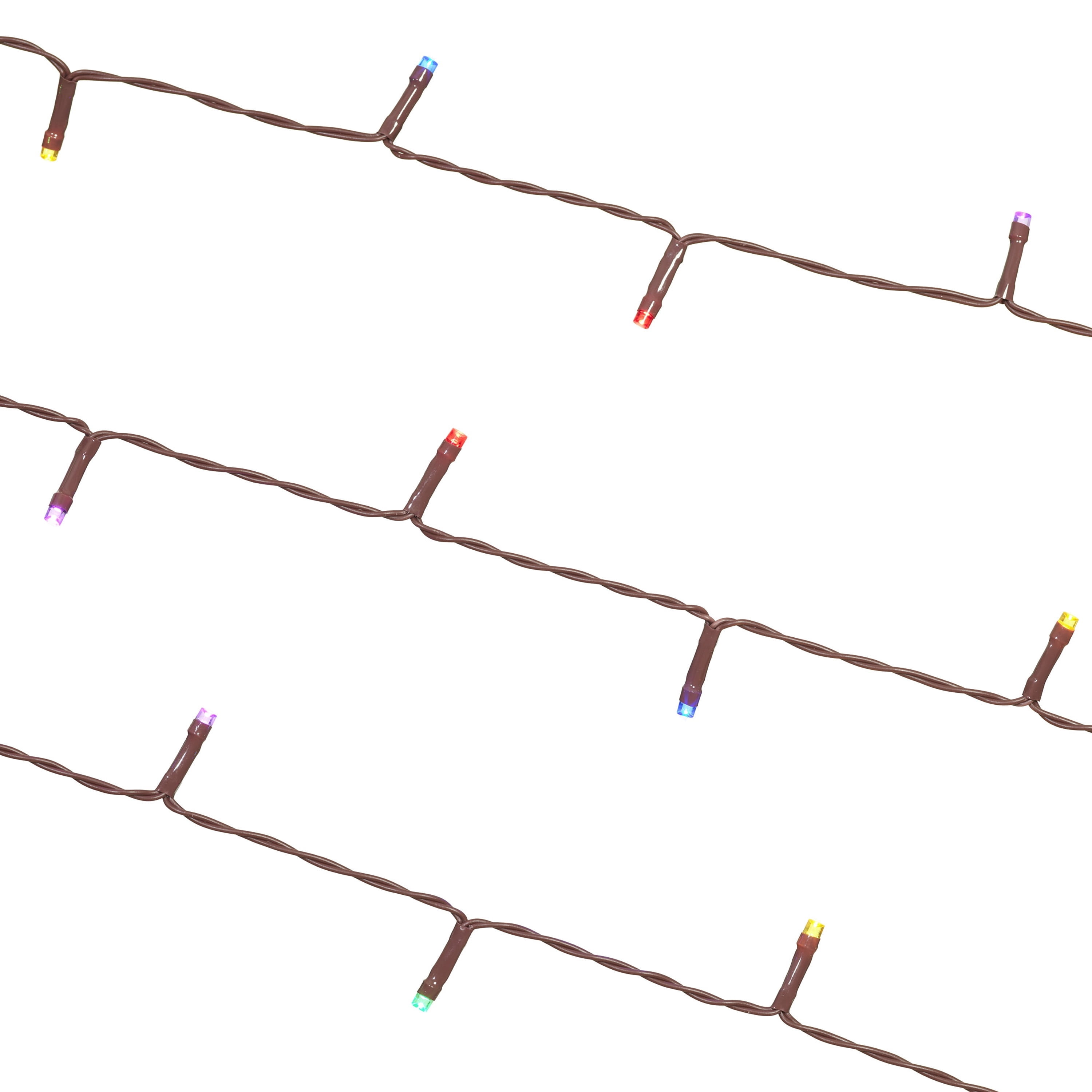 Indoor/Outdoor 50-Count Battery-Operated LED 8-Function Micro Christmas String Lights, Multicolor, Brown Wire, 12.5', by Holiday Time