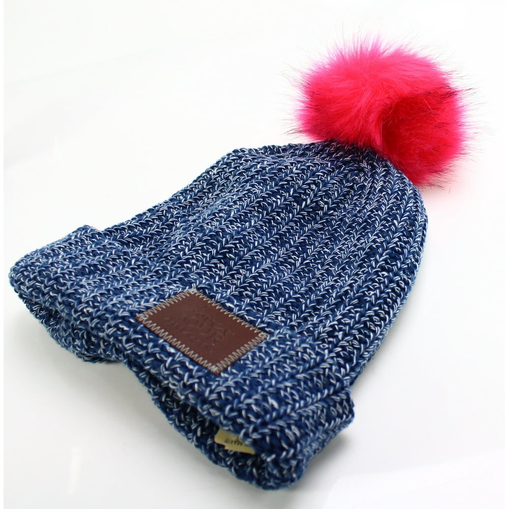 Love Your Melon Love Your Melon NEW Blue Pink Pom Women's One Size