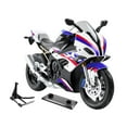 thumbnail image 4 of Modelo de motocicleta a escala 1/10 Colección creativa Adorno Moto Juguete realista Blanco con soporte, 4 of 9