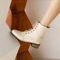 thumbnail image 5 of NOEGOEU Ankle Boots for Women Lace-up Low Heel Non Slip Flat Combat Boots Womens with Side Zipper (Beige,37), 5 of 5