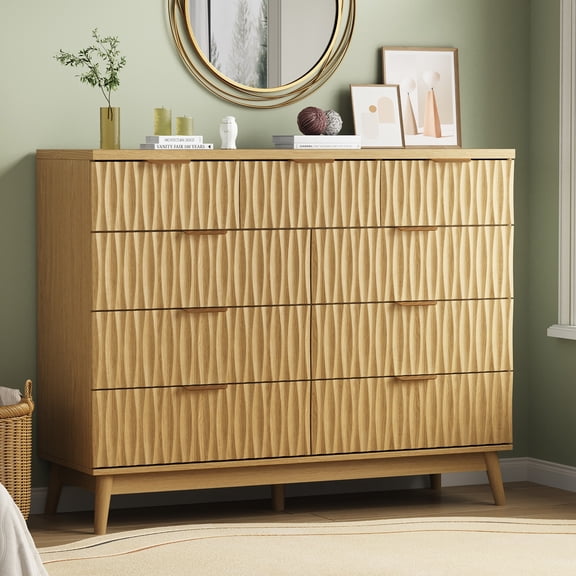 NEGYLIM 9 Drawer Dresser for Bedroom,Tall Dresser Wooden Chest of Drawers for TV Stand,Modern Storage Cabinet for Living Room, Entryway,Wood