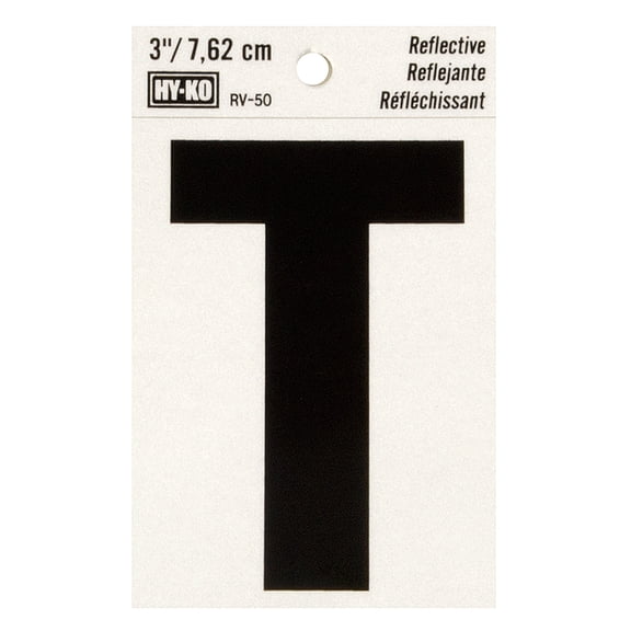 Hy-Ko 3-Inch Reflective Vinyl Letter T, Self-Adhesive, Weather-Resistant