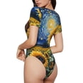 thumbnail image 2 of Fotbe Starry Sky Sunflower Body de Mujer con Cuello Redondo y Mangas Cortas, Sin Mangas Ajustado, Suave, Cómodo y Básico-X-Large, 2 of 7
