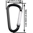 thumbnail image 3 of JINLONG 20-Pack 2.5 Inch D-Shape Aluminum Carabiner Clips, Spring Snap Lock Hooks for Keychains, Black, 3 of 5