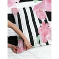 thumbnail image 3 of Floral Reversible Bedspread Set, Watercolor Peony Flowers Dark Brush Strokes Romantic Spring Print, Pillow Shams & Comforter Microfiber Bedding Set, 3 Sizes, Pale Pink Black White, by Ambesonne, 3 of 4