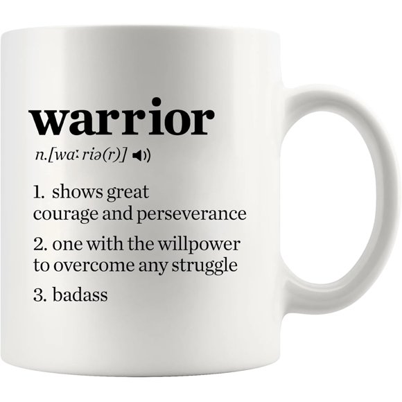 Tasse Définition Guerrier Panvola Cadeaux Inspirants pour Femmes Hommes Cadeaux d'Encouragement Motivationnels Tasse en Céramique 11 oz Blanc