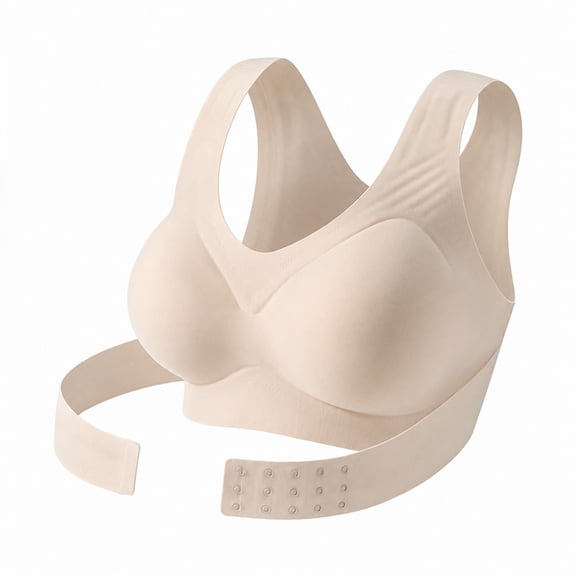 Women Solid Color Soft And Comfortable Without Steel Rings Gathering To Large Bra