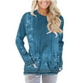 thumbnail image 1 of Penkiiy Chandail pour Femmes à Manches Longues, Blouses et Chemises à Col Rond 1 Bleu Vêtements Y2K, 1 of 5