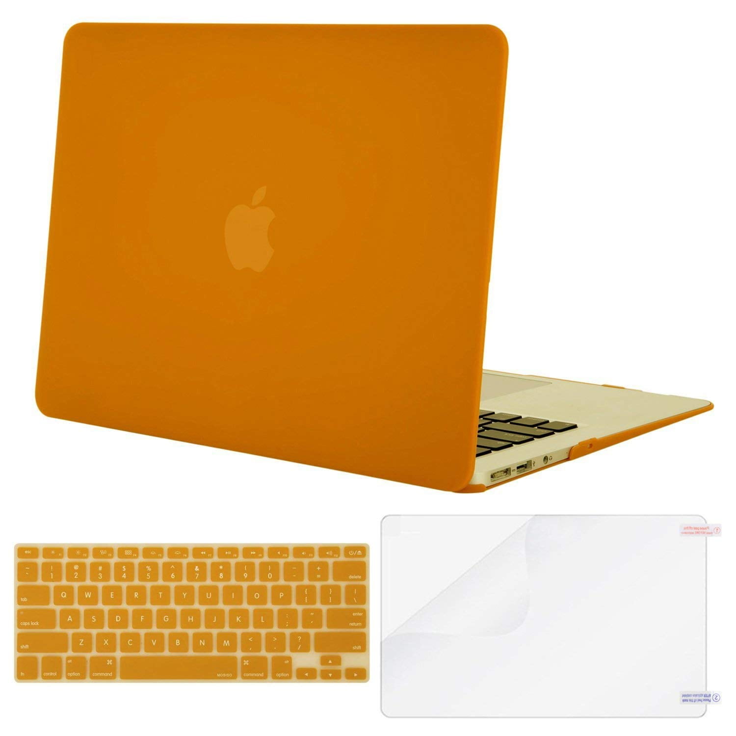 Unik Case-2 in 1 Matte Hard Case&Silicone Skin for Macbook 13" Air-Orange 