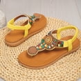 thumbnail image 5 of FRSASU Women's Bohemian Flat Sandals Wide Width Comfort Walking Non Slip on Casual Dress Elastic Strap Summer Beach Boho Flats Yellow, 5 of 8
