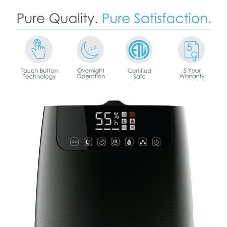Pure Enrichment - HumeXL Pro 1.3 Gal. Warm and Cool Mist Humidifier - Black
