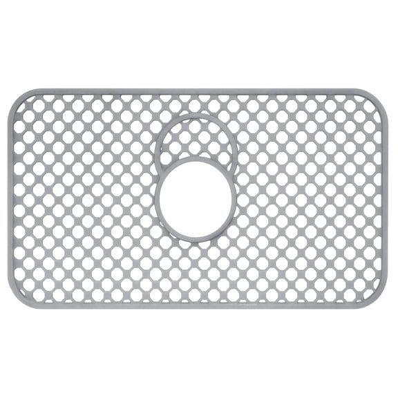 26.2 x 14 InchGray Silicone Sink Protector, Kitchen Sink Mat with Center Hole, Honeycomb Design, Breathable, Farmhouse Sink Protector,Non-Slip