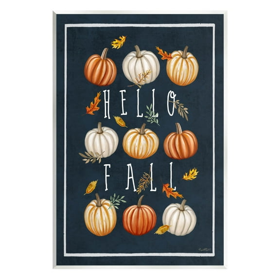 Stupell Industries Hello Fall Mixed Pumpkins Graphic Art Unframed Art Print Wall Art, Design by Elizabeth Tyndall