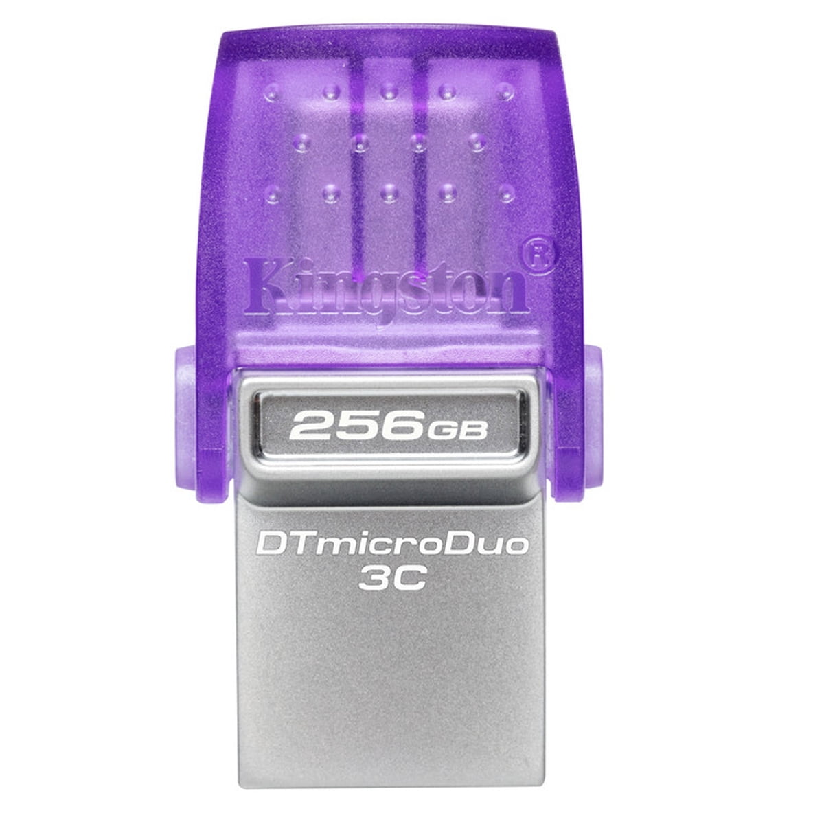 Kingston DataTraveler microDuo 3C USB Flash Drive - 256 GB - USB 3.2 (Gen 1) Type C, USB 3.2 (Gen 1) Type A - 200 MB/s Read Speed - Purple - 5 Year Warranty