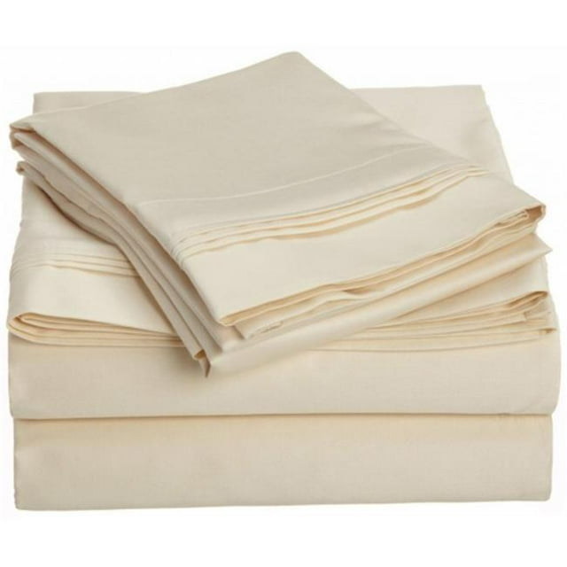 Ensemble de Draps Solides en Coton Égyptien à 1000 Fils Très Grand-Ivory