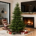 thumbnail image 2 of Bringstar 4.5FT Unlit Green Artificial Christmas Tree with 1526 Mixed PE & PVC Tips, Hinged Full Fir Xmas Tree with Sturdy Metal Stand for Indoor Holiday Decoration, 2 of 7
