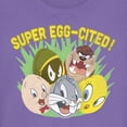 thumbnail image 2 of Junior's Looney Tunes Super Egg-Cited Group Portrait  Graphic Tee Purple 2X Large, 2 of 3