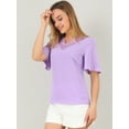 thumbnail image 2 of INSPIRE CHIC Women's Butterfly Sleeves Lace V-Neck Tops, 2 of 6