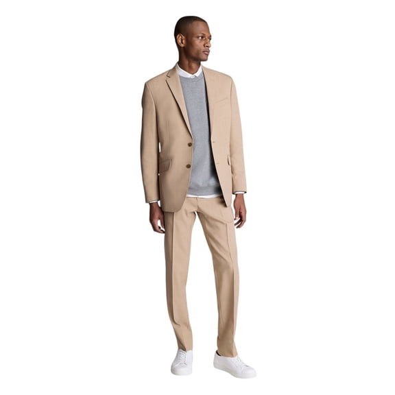 Kenneth Cole Mens Slim fit 2 Piece Suit 36 R / 29 Waist Tan Beige Solid Stretch