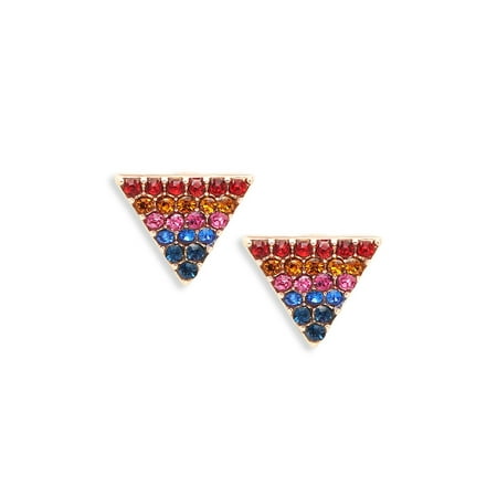 Multicolor Rhinestone Triangle Stud Earrings