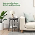 thumbnail image 3 of LEDREM Compact Two-Tier Round Accent Table, Tapered-Leg Side Table with Curved Accents, Holds 198lb, Quick Assembly, Space-Saving Small Sofa Table, 3 of 8