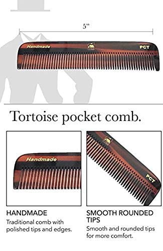 GBS PCT - Unbreakable Pocket Comb - All Fine Toothed Pocket Combs for Facial Hair Grooming. Hand-Made of Quality Cellulose Acetate, Saw-Cut & Hand Polished