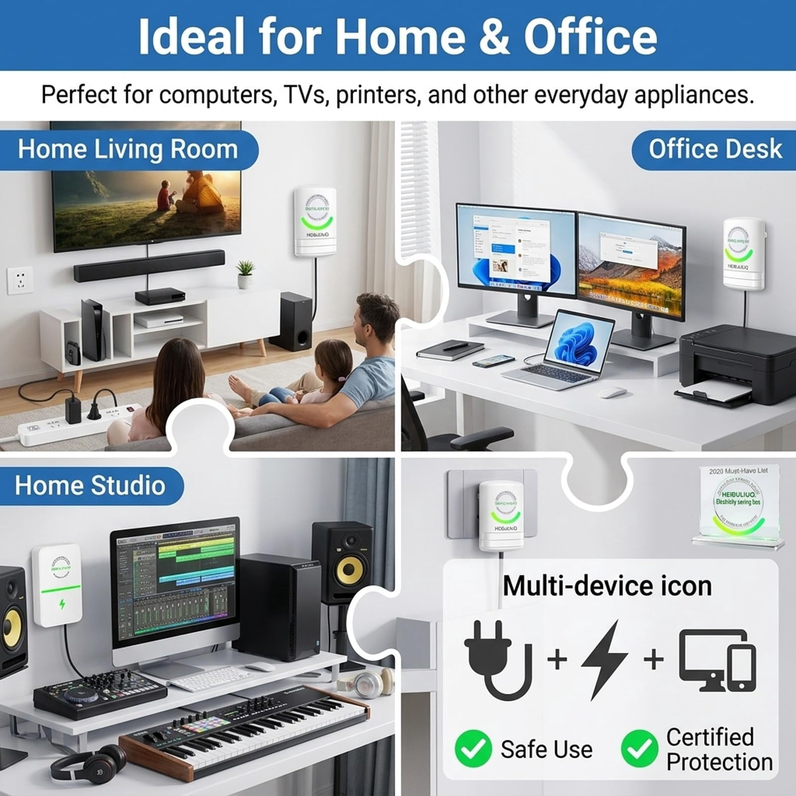 Electricity Saving Box for Home Office, Smart Power Saver Device Plug to Reduce Energy Bill, Automatic Stable Voltage Regulator Efficiency Equipment, Circuit Surges Protector Appliance