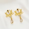 thumbnail image 4 of Fiudx Pendientes de Cristal, Elegantes Joyas con Diseño Geométrico, Elegantes Accesorios de Aleación de Oro, Modernos Elementos de Ratán, Ideales para Bodas y Ocasiones Informales, Regalo Perfecto pa, 4 of 6