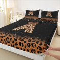 thumbnail image 4 of jejeloiu Classic Leopard Monogram A Full Size Sheets For Girls,Brown Bow Glitter Print Initial Bed Sheets For Kids,4 Pieces, 4 of 6