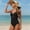 Black, variant on Women's Starfish Accent Cutout One-Piece Swimsuit, Halter Neck Sleeveless Bathing Suit with Ruched Waist Wine L