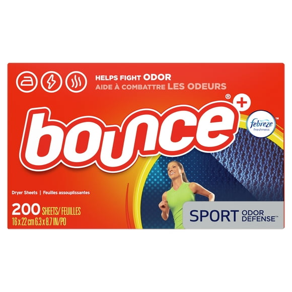 Bounce Fabric Softener Dryer Sheets with Febreze Freshness, Sport Odor Defense, 200 Count