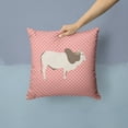 thumbnail image 2 of Malvi Cow Pink Check Fabric Decorative Pillow, 2 of 4