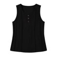 thumbnail image 4 of ClodeEU Women's Round Neck Sleeveless Tank Top,Casual Loose Fit Solid Color Blouse with Button for Summer Black,Women's Plus L, 4 of 6