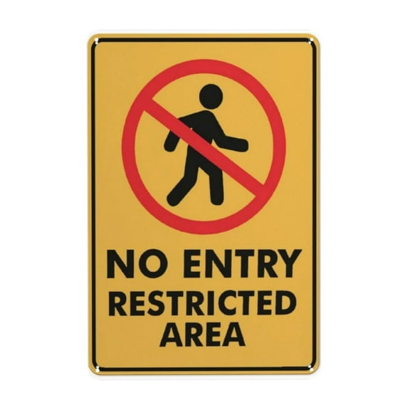 No Entry Restricted Area Tin Sign Warning Metal Sign Vintage Sign Wall Decor for Home Farm Bar Coffee Shop Club Decoration 8x12 Inch