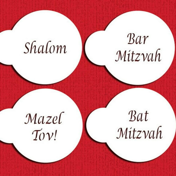 Designer Stencils Jewish Greetings Cake Stencil, Beige/semi-transparent