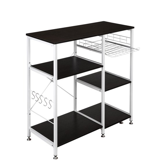 Tcbosik Kitchen Storage Rack Baker's Rack Utility Storage Shelf Microwave Stand Table Spice Rack Condiment Holder Workstation, Dark Brown