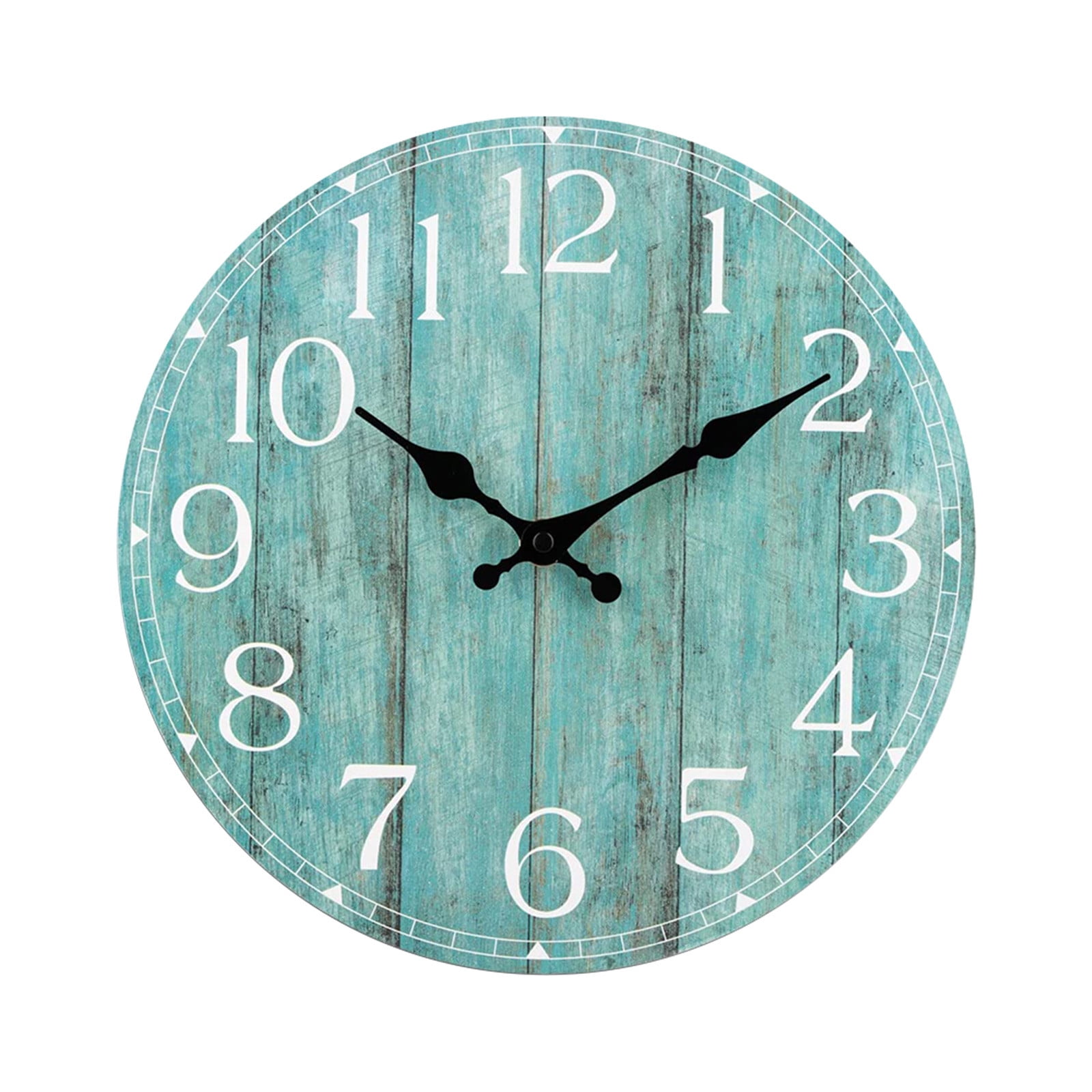Silent Wall Clock with Non Ticking Analog Movement and Faux Wood Grain Design, 10 Inch, Teal, for Living Room and Bedroom Wall Decor