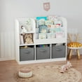 thumbnail image 5 of Kids Bookcase and Toy Storage with 3 Collapsible Fabric Drawers, Wooden Kids Bookshelf Toy Organizer with 4-Tier Display Shelf, Smooth Corner, Toddler Bookshelf with Storage for Bedroom, White, 5 of 11