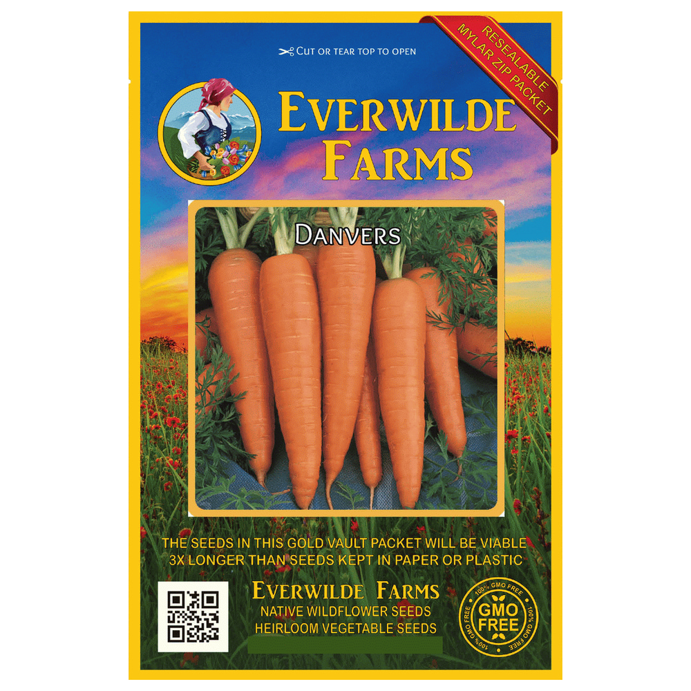 Everwilde Farms 2000 Danvers Carrot Seeds Gold Vault Jumbo Bulk