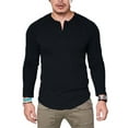 thumbnail image 4 of MAWCLOS Men Summer Tops Solid Color Blouse Plain T Shirts Basic Sport Long Sleeve T-shirt Black L, 4 of 4