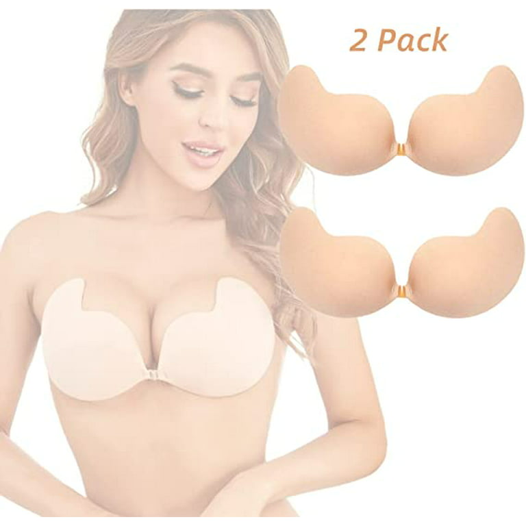 Nipple Cover,Adhesive Push Up Strapless Invisible Sticky Bra Reusable  Backless Silicone Bra for Women(2 Pair)