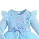 thumbnail image 2 of Arcos para Niñas Vestido de Malla de Manga Voladora con Cinturón Color Sólido Nudo de Arco Vestir Fiesta Casual Niños Vestido de Primavera, 2 of 7