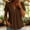 Brown, variant on Casual V-Neck T-Shirt Loose Puff Short Sleeve Tops Button Down Ruffle Tunic Blouses for Women XL