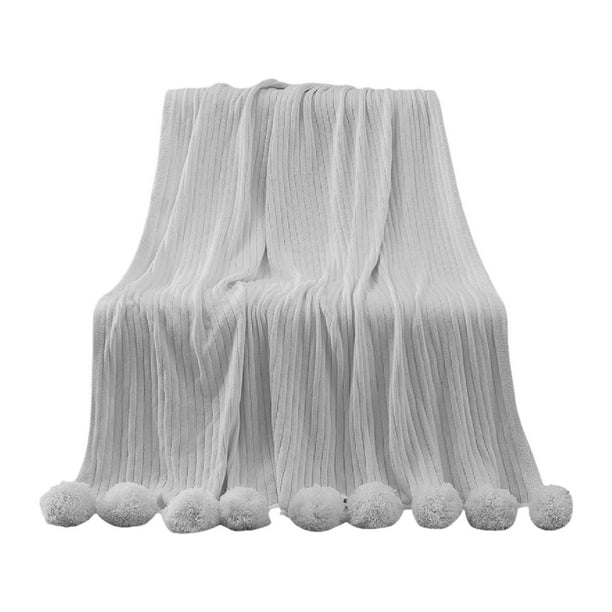 Manta de punto decorativa cálida y suave con borlas de 100 x 105 cm Gris