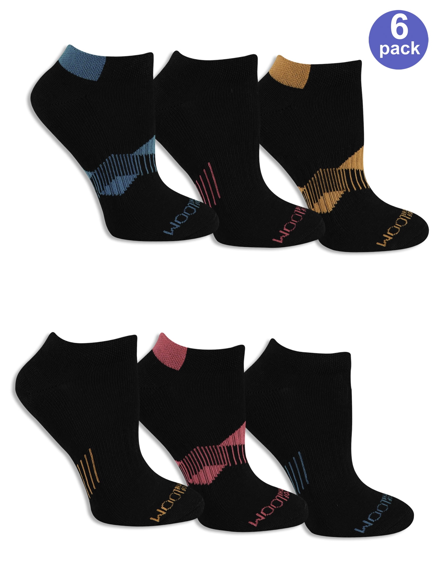 Women's Everyday Active No Show Socks 6 Pack - Walmart.com