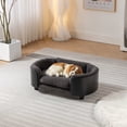 thumbnail image 4 of Furvclv Dog Sofa Bed, Pet Elevated Soft Bed, Solid Wood Legs And Curved Backrest Dog Bed, Modern Removable And Washable Velvet Cushion Pet Sofa For Cat Dog, 4 of 9