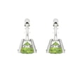 thumbnail image 4 of 14K Solid Gold Lever Back Stud Earrings for Women | 1 cttw Round Cut Natural Peridot | White Gold, 4 of 5